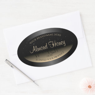 Adesivo Oval Escuro Elegante e Rótulo de Produto Creme suave