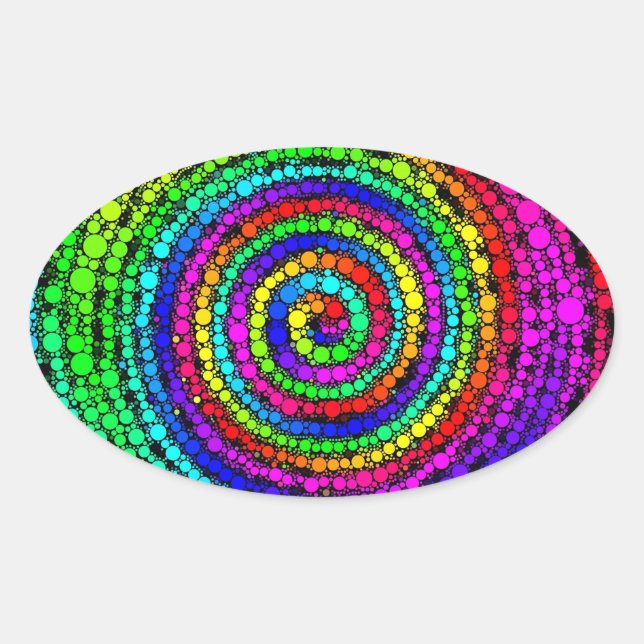 Adesivo Oval Espiral Arco-íris (Frente)
