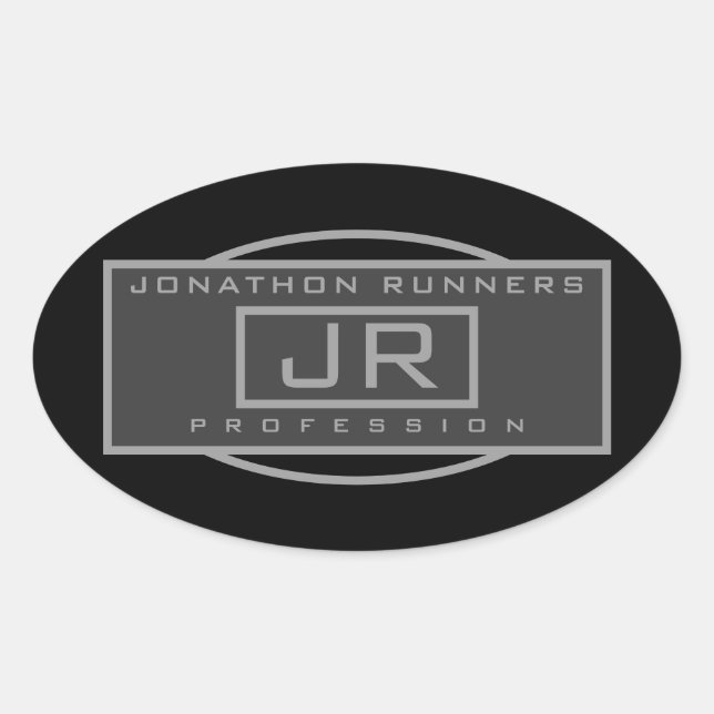 Adesivo Oval Esportivo Geométrico Escuro Cinzento e Preto (Frente)