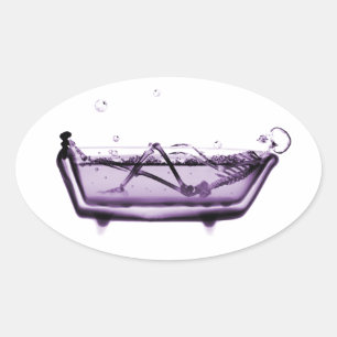 Adesivo Oval Esqueleto de Raio X Roxo em Bath Tub