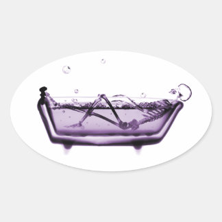 Adesivo Oval Esqueleto de Raio X Roxo em Bath Tub