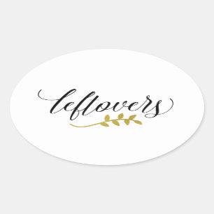 Adesivo Oval Esquerda Tipografia moderna e ramo Dourado Faux