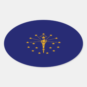 Adesivo Oval Estado de Indiana Flag Design