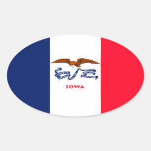 Adesivo Oval Estado de Iowa Flag Design