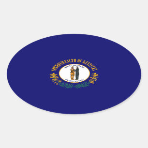 Adesivo Oval Estado do Kentucky Flag Design