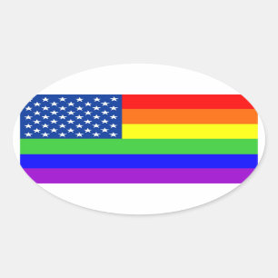 Adesivo Oval estados unidos norte-americanos gay orgulhosa band