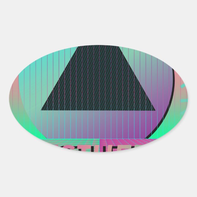 Adesivo Oval estética vaporwave (Frente)