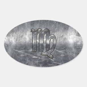 Adesivo Oval Estilo de Distância do Sinal Virgo Zodiac - Grunge