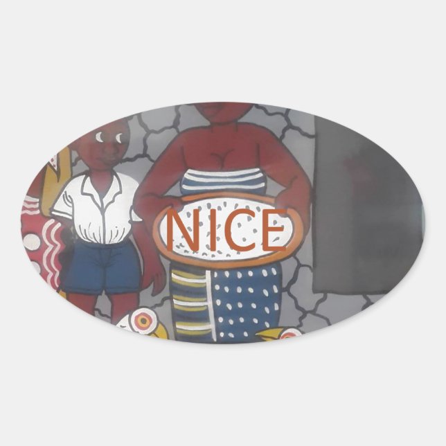 Adesivo Oval Estilo de vida tradicional africano (Frente)