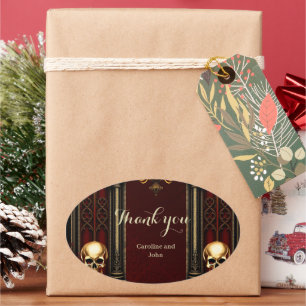 Adesivo Oval Estrada Gótica com Crânios