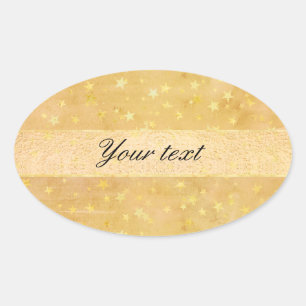 Adesivo Oval Estrelas de Folha de Ouro Personalizadas, Aquarela