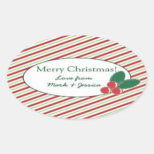 Adesivo Oval Estrias Festivas e Holly