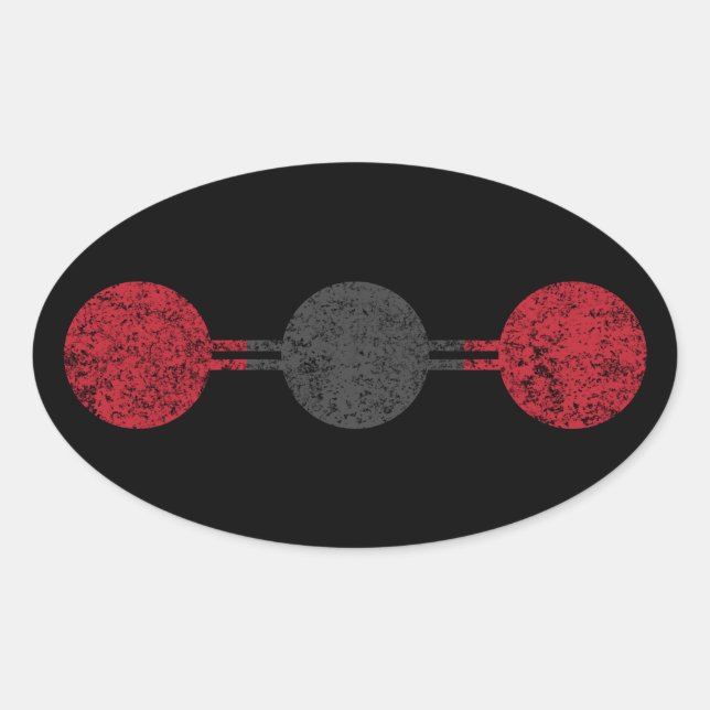 Adesivo Oval Estrutura Molecular De Dióxido De Carbono (Frente)