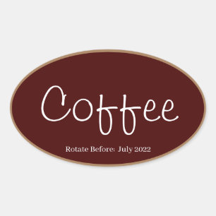 Adesivo Oval Etiqueta-Café da cozinha do armazenamento da