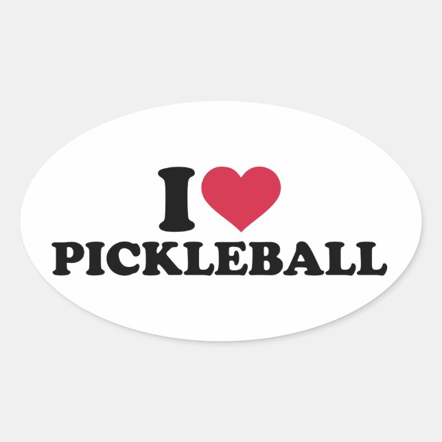 Adesivo Oval Eu adoro Pickleball (Frente)