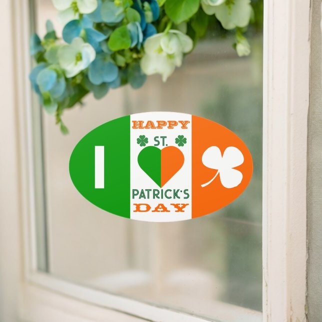 Adesivo Oval Eu amo a Irlanda (saint patricks day party theme sticker,birthday party sticker,gift pack,envelope,return gift sticker)