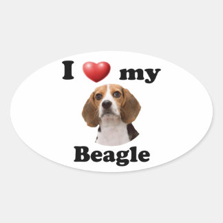 Adesivo Oval Eu Amo A Minha Beagle