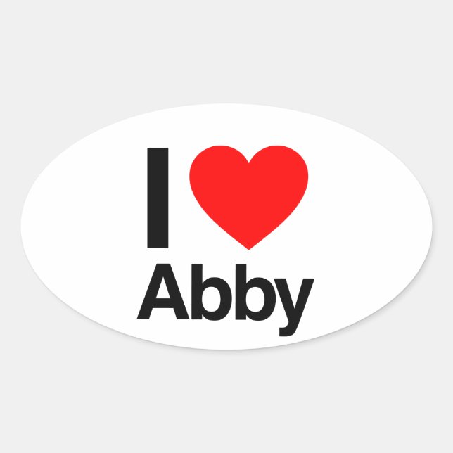 Adesivo Oval eu amo abby (Frente)