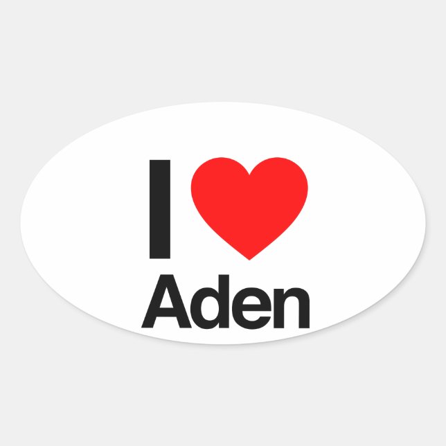 Adesivo Oval eu amo aden (Frente)