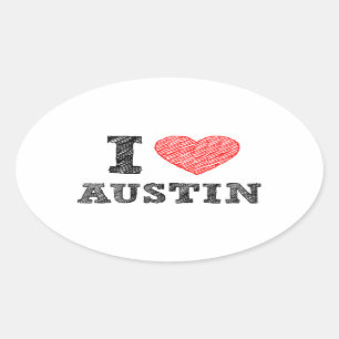 Adesivo Oval Eu amo Austin