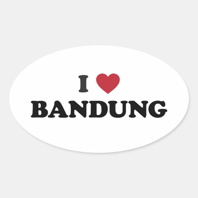 Adesivo Oval Eu Amo Bandung Indonésia (Frente)