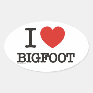 Adesivo Oval Eu amo Bigfoot