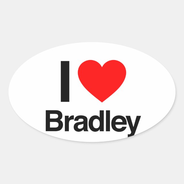 Adesivo Oval eu amo bradley (Frente)