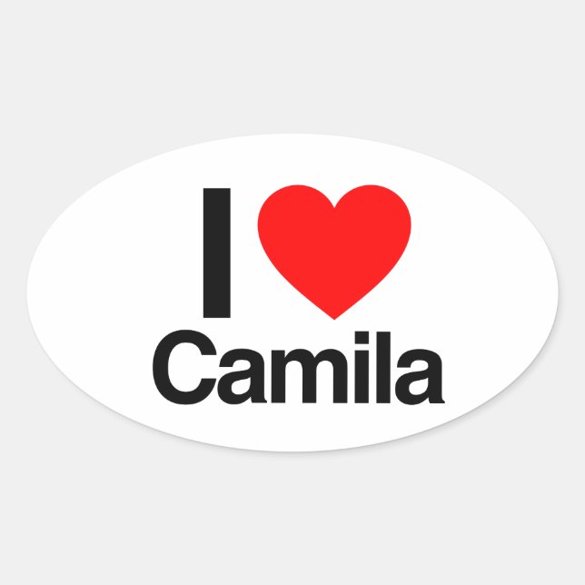 Adesivo Oval eu amo camila (Frente)