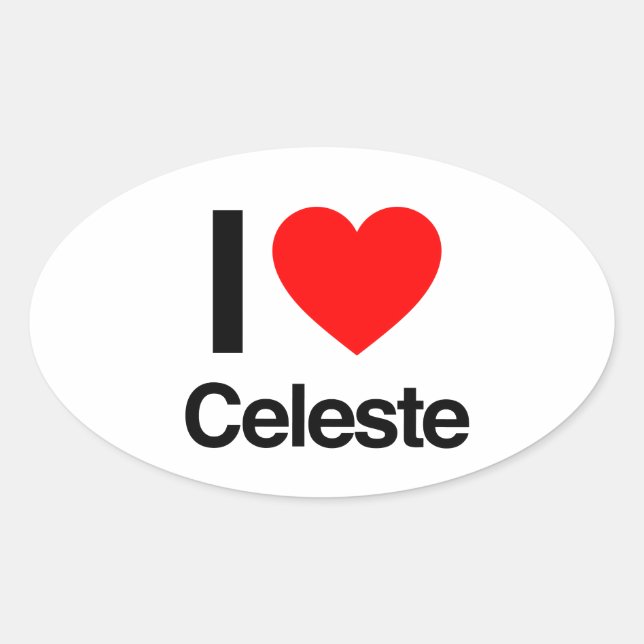 Adesivo Oval eu amo celeste (Frente)