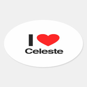 Adesivo Oval eu amo celeste