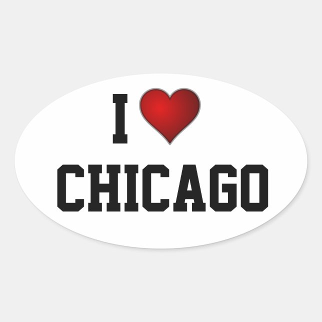 Adesivo Oval Eu amo Chicago (Frente)