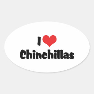 Adesivo Oval Eu Amo Chinchilas de Coração
