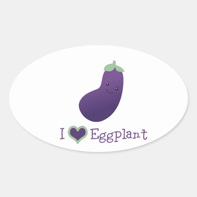 Adesivo Oval Eu amo EggPlant (Frente)