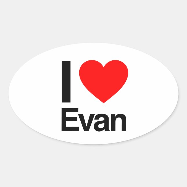 Adesivo Oval eu amo evan (Frente)