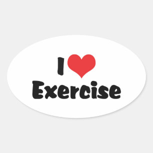 Adesivo Oval Eu Amo Exercício do Coração - Amante de Fitness