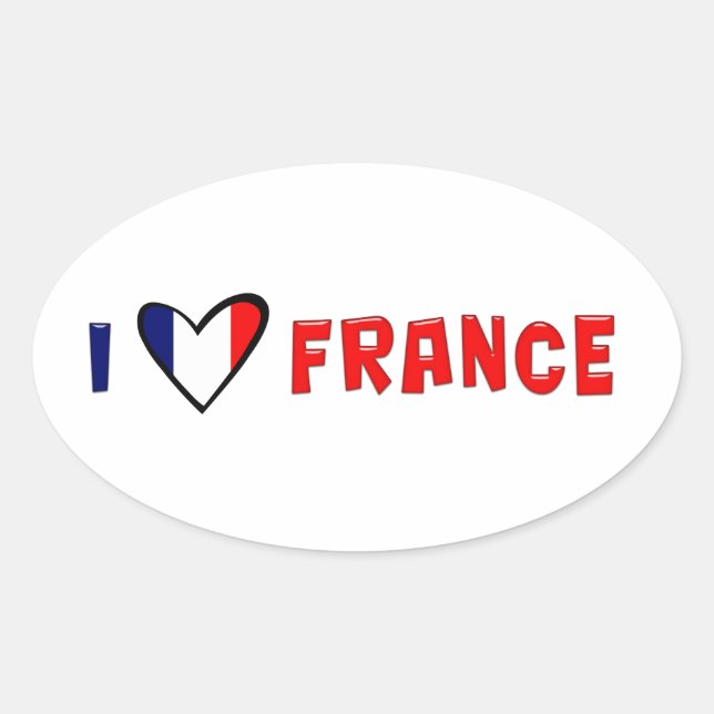 Adesivo Oval Eu Amo França (Frente)