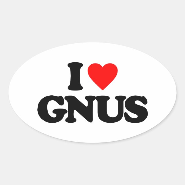 ADESIVO OVAL EU AMO GNUS (Frente)