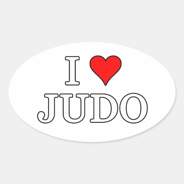 Adesivo Oval Eu Amo Judo (Frente)