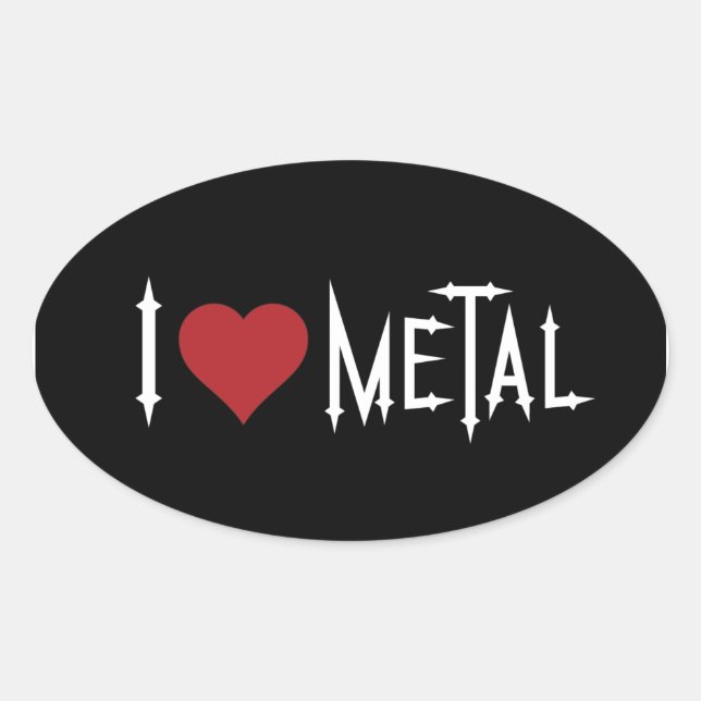 Adesivo Oval Eu Amo Metal (Frente)