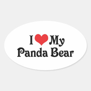 Adesivo Oval Eu Amo Meu Urso Panda