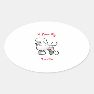 Adesivo Oval Eu amo minha caniche