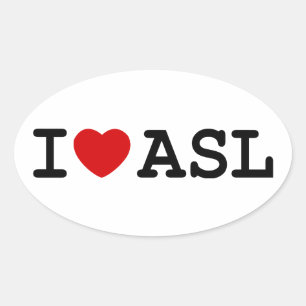 Adesivo Oval Eu amo o ASL
