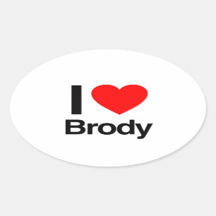 Adesivo Oval eu amo o Brody