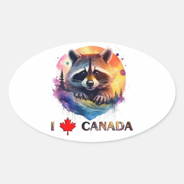 Adesivo Oval Eu amo o Canadá (Frente)