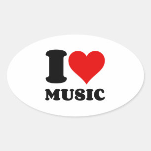 ADESIVO OVAL EU AMO O CORAÇÃO DA MÚSICA