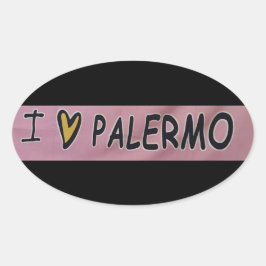 Adesivo Oval Eu amo Palermo Design