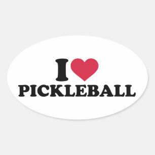 Adesivo Oval Eu amo Pickleball