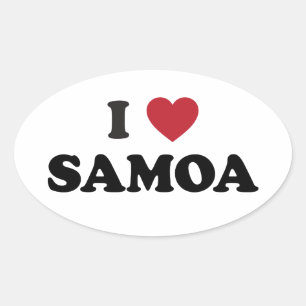 Adesivo Oval Eu Amo Samoa