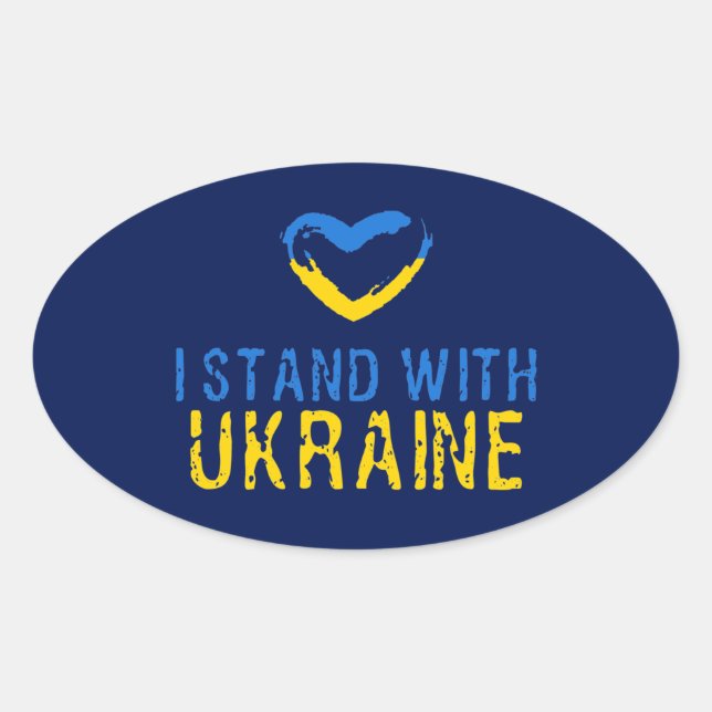 Adesivo Oval Eu Fico Com A Ucrânia (Frente)