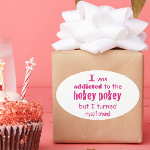 Adesivo Oval Eu fui viciado na citação da Tipografia Hokey Poke